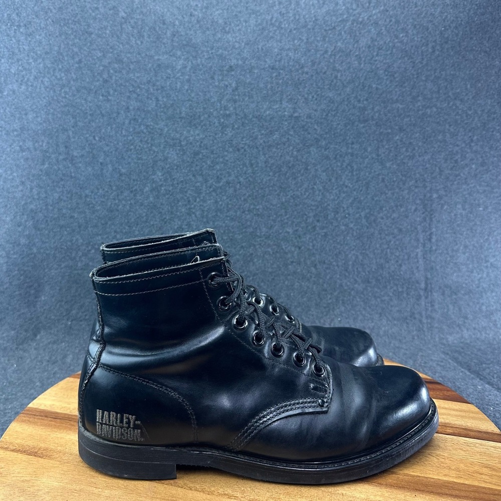 Vintage 90s Harley Davidson Mens Black Leather Lace Up Ankle Boots Size 10